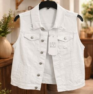 White Denim Vest